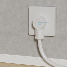 Extension Cord 10 FT, 3 Prong Extension Power Cord, 90 Degree Right Angle Plug Design, 16/3 Gauge Flexible Cold, 13A 1625W 16AWG, Save Space 3 Prong Electric Cord, ETL, White Cable with 25 Cable Ties