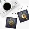 Compass Rose Coasters Square Leather Drinks Coaster Set with Holder