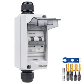 HCOVTXR 63 Amp Solar Panel Disconnect Switch,1000V DC Miniature Circuit Breaker with IP65 RV Breaker Box for Solar