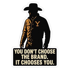 Yellowstone Ranch Hand Cowboy Silhouette High-Contrast Western Graphic Sticker (2.25" x 3.25")