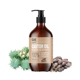 Organic Castor Oil 250 ml - for Hair, Skin, Eyelashes, Eyebrows, Beard and Nails - 100% Pure - Cold Pressed