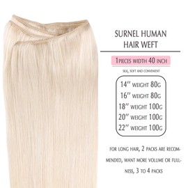 SURNEL Real Hair Weft Extensions, Blonde Braids, Human Hair to Sew in, Double Braids, 35 cm, 80 g, Extensions, Real Hair Wefts, Blonde Straight, Thick Hair (Wefts #60-14 Inches)