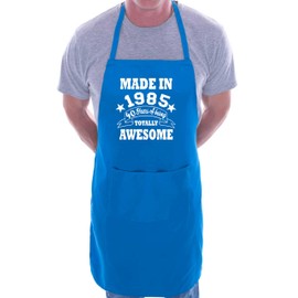 Print4U 40th Birthday Made In 1985 BBQ Cooking Funny Novelty Apron Blue
