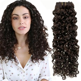 Hetto Curly Hair Extensions Curly Clip in Hair Extension #2 Dark Brown Wavy Clip Hair Extensions 14 Inch 90g 5pcs