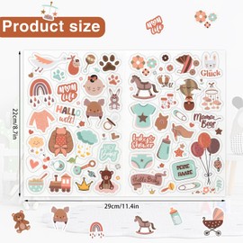 GmwyCzV Pack of 4 Baby Album Stickers, Scrapbook Accessories, Baby Stickers, DIY Children's Photo Album Stickers, Brown Stickers for Baby Album for Baby Shower Party Decoration, Gift, Photo Album,