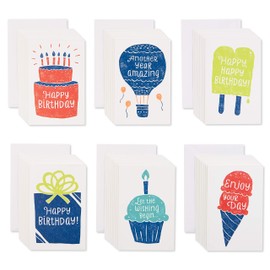 American Greetings Birthday Cards Assortment, Ink-Stamped Artwork (48-Count)