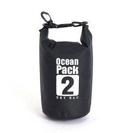 【4サイズ/5カラー】 防水バッグ ドライバッグ 2L コンパクト バッグ プール 海 海水浴 アウトドア ショルダー 肩掛け ポーチ スイミング 防水 （ブラック） PR-DRYBAG2-BK