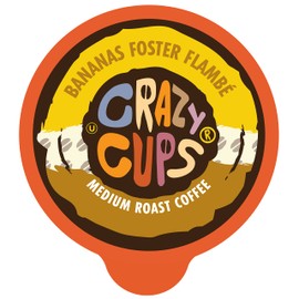 Crazy Cups Flavored Coffee for Keurig K-Cup Machines, Bananas Foster Flambe', Hot or Iced Drinks, 22 Single Serve, Recyclable Pods
