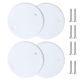 Bueyfolt 5 Inch White Metal Ceiling Blank-Up Cover, Cover Plate for 4 Inch Round/Octagon Box Openings on Ceilings or Walls, Holes are Spaced 3.5 Inches, Mounting Screws Included (4 Pack)