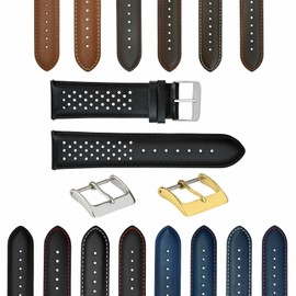 Ewatchparts 18-19-20-21-22-23-24mm Perforated Leather Rally Watch Band Strap Quick Release