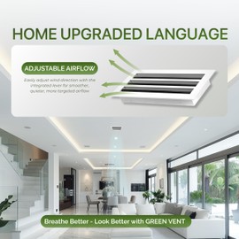 GREEN VENT Modern White AC Vent Cover 6x4 (Duct Opening), Premium Aluminum Linear Slot Diffuser, Decorative HVAC Register for Wall, Ceiling & Floor, Adjustable Airflow