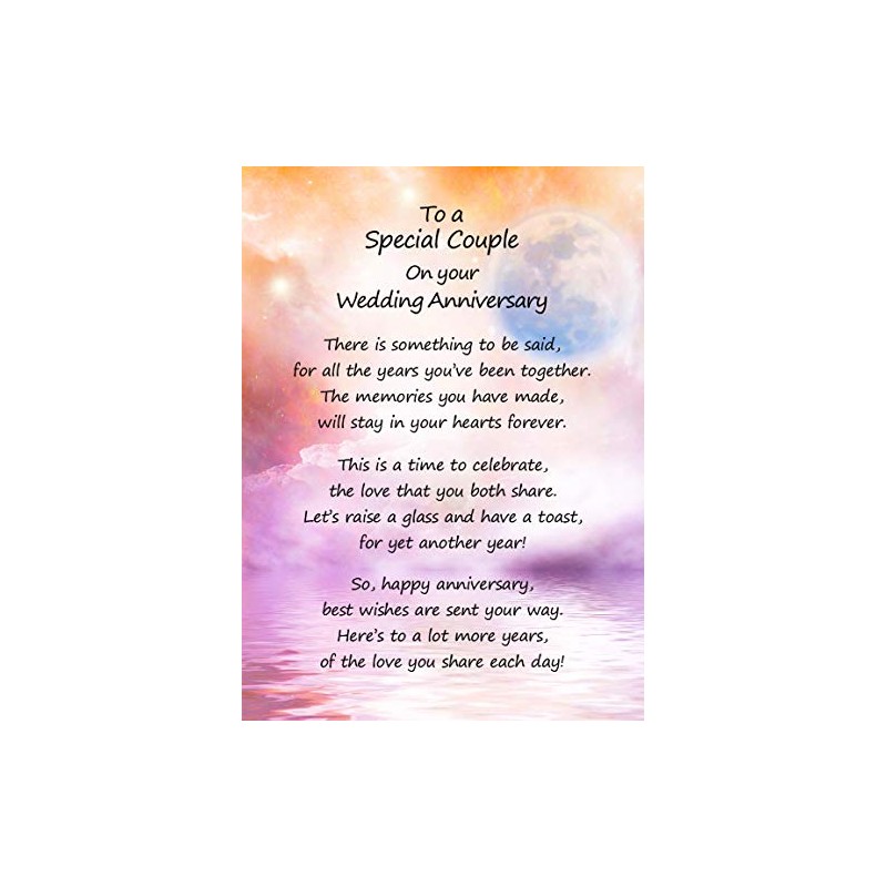 to a Special Couple Wedding Anniversary Poem Verse Greeting Card
