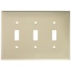 Leviton PJ3-W 3-Gang Toggle Switch Wallplate, Midway Size, White