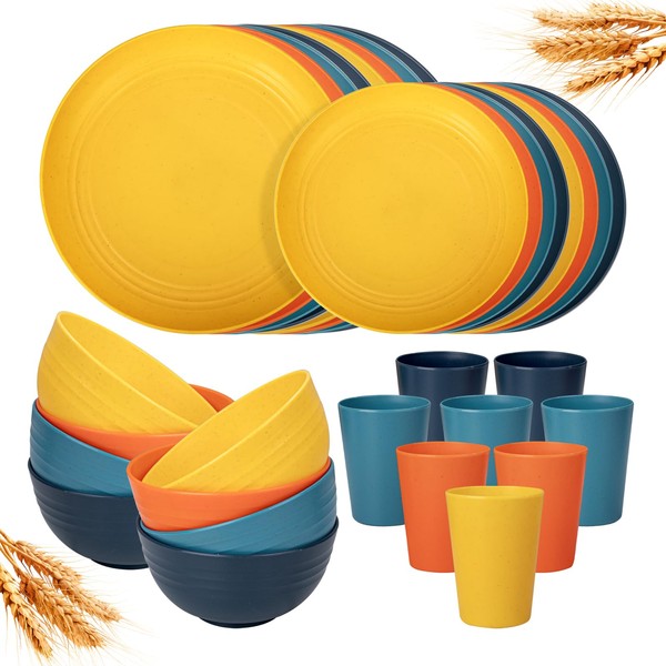 LIYH 32 Pcs Plastic Wheat Straw Dinnerware Set - Plastic