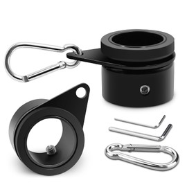 1.25" Flag Pole Rings, Aluminum Alloy Flagpole Rings 360° Rotating Anti Wrap Flag Mounting Ring, Spinning Flag Pole Clips with Carabiner for 1.02-1.25 Inch Diameter- Pack of 2 (Black)