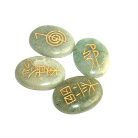 Jet International Green Aventurine Usui Iki Healing Set Chakra Balancing Meditation Gemstone Spiritual Energized Positive Mental Peace Prosperity Growth Bonding Lationship De-Stress Anxiety