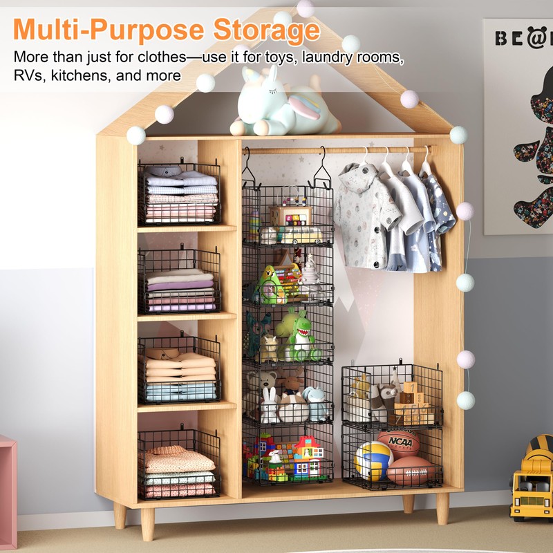 Sonyabecca 5-Tier Hanging Closet Organizer – Black Closet Storage Shelves