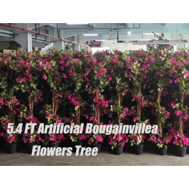 LYTREWPLANT Bougainvillea Artificial Tree with Flowers (5.4FT-65 Inch) UV- Resistance Faux Blooming Flower Outdoor/Indoor Tree Front Porch Plants, Home, Office, Living Room Decor