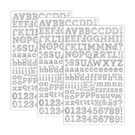 QQ&U 3 Sheets Foil Alphabet Silver Letter and Number Stickers