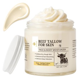 Beef Tallow for Skin – Organic Whipped Beef Tallow Honey Balm | Tallow & Honey Balm for Face | Softening Skin Moisturizer for Sensitive, and Dry Areas | Natural Beef Tallow Skincare - 4.2oz/120g Jar