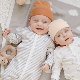 DRESHOW BQUBO 6 Pack Baby Newborn Hats Set for Unisex Infant Newborn Toddler Soft Beanie Hat for Boys Girls 0-6 Months 6-24 Months