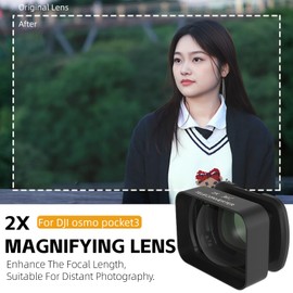 2X Telephoto Lens for DJI Pocket3, Magnetic Teleconverter Photography Lens, HD Coating 2X Magnification Additional Lenses for Spirit Eye Pocket3