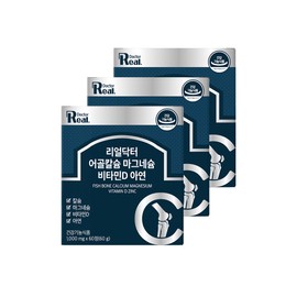 리얼닥터 어골칼슘 마그네슘 비타민D 아연 영양제 60g, 60정, 3개 Real Doctor Bone Calcium Magnesium Vitamin D Zinc Supplement 60g, 60 Tablets, Pack of 3