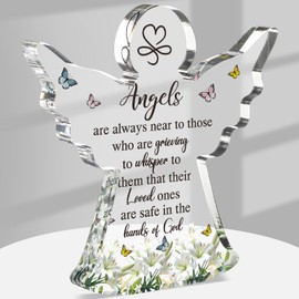 Jetec Sympathy Bereavement Gift Angel Red Cardinal Acrylic Memorial Gift for Loss of Loved One Remember Me Grieving Keepsake for Mom Dad Grandma Friend(Cute Angel)