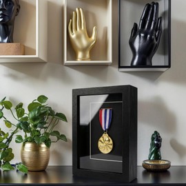ZAYHENYOO Medal Display Case, Medal Display Shadow Box with Real Glass for Wall Mount or Tabletop Display, 5* 7 Inches Medal Display Case Gift for Runners, Marathon Memorabilia, Military Medals
