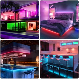 KEELIXIN LED Lights Music Sync RGB LED Strip Lights with APP & Remote Control (50ft)