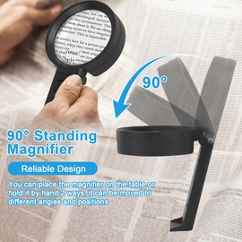 10X 30X Magnifying Glass with Light and Stand, 12LED Foldable Handheld Magnifier for Close Work, Such as Macular Degeneration, Elderly, Reading, Jewelry, Hobbies, Watch Repair, Embroidery