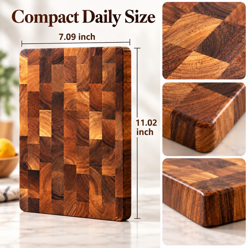 Wood Cutting Board for Food Prep – Double-Sided Thickened Rectangle