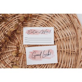 Your Main Event Prints 100 Pcs Pink Watercolor Enter to Win Raffle Tickets Cards 3.5 x 2 Inch Enter to Win Raffles, Ballot Box, Contests, with Space for Name, Phone, and Email