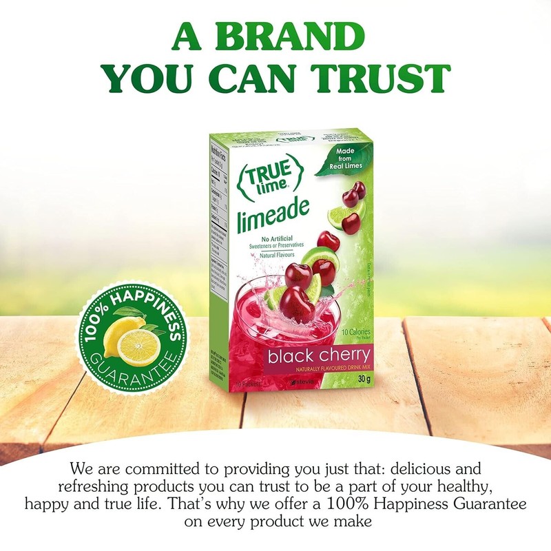 TRUE LIME Black Cherry Limeade Drink Mix, 10 Packets, Made