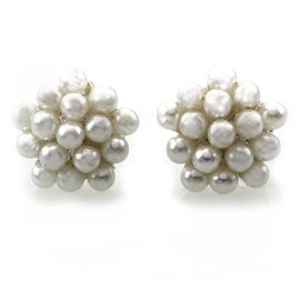 Flower Style Earrings Stud Post Faux Pearl Costume Fashion Jewelry Wedding Bride Bridesmaid