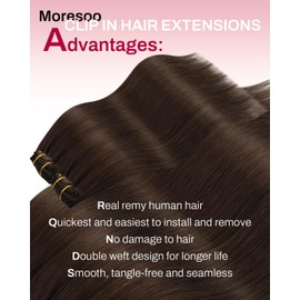 Moresoo Brown Hair Extensions Clip in Real Human Hair Medium Brown Remy Clip in Hair Extensions Human Hair #4 7pcs 120Grams 24inch