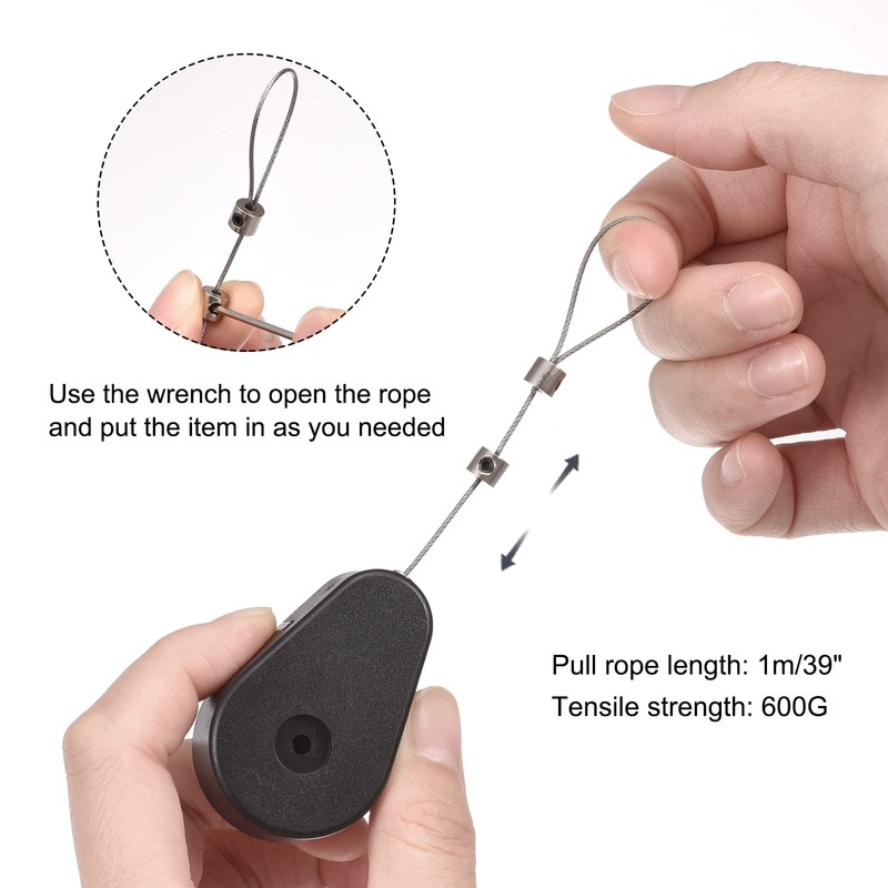 MECCANIXITY Retractable Cable Lock with Self-Adhesive, Remote Control Security Lock