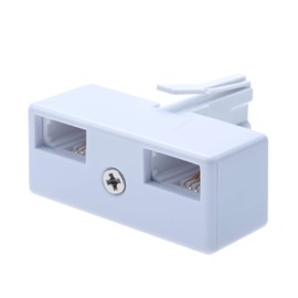 BT Telephone Socket Line 2 Way Splitter | Female Jacks to BS6312 431A Male Plug | Cable UK Adapter Landline Port Converter Extender FAX Modem Corded Cordless Phone Sky| 4 Wire Converter | White