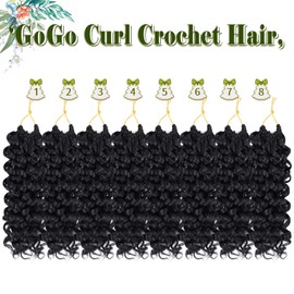 GoGo Curl Crochet Hair 8 Packs Water Wave Crochet Hair 10 Inch Curly Crochet Hair for Women Short Beach Curl Crochet Hair Synthetic Deep Twist Crochet Hair Extensions(1b#)