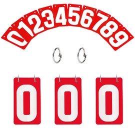 TopTie 4 Sets PVC Number Cards, Plastic Portable 0-9 Flip Scorekeeper, 3-1/8" x 5-1/2"-Red