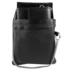 LEONARDO VERRELLI Waiter Wallet Made of Leather, Waiter's Wallet, Taxi, Service Women's Men's Wallet with or without Holster, Pocket with Chain and Large Coin Compartment in Black, black, Classic
