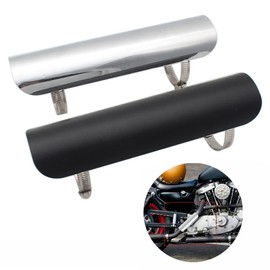 Baceyong Black/Silver Motorcycle Exhaust Pipe Thermal Shield Motorcycle Muffler Thermal Protection Pipe, Adjustable Fixture 2-7Cm