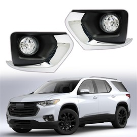 waltyotur Right Left Side Driving Fog Lamps Assembly Replacement for 2018-2021 Chevy Traverse Fog Lights+Bezel+Harness +Switch+Relay