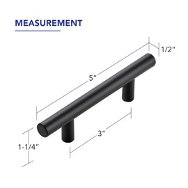 Ravinte Hardware 10 Pack Cabinet Handles with 3 Inch (76mm) Hole Center Matte Black Cabinet Pulls Stainless Steel Drawer Pulls, Kitchen Knobs for Dresser Drawer, 5 Inch Overall Length