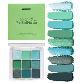 9 Colours Eyeshadow Palette - Avocado Green Eyeshadow Theme, Matte & Glitter Convenient Portable Travel Eye Makeup Palette for Christmas & Music Festivals (Avocado Green)