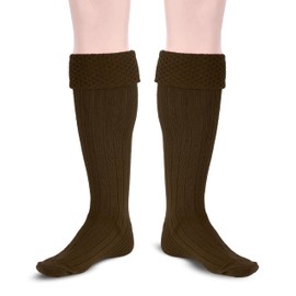 Allsafe Traders Scottish Bubbles Kilt Hose for Men, Ribbed Socks for USA Shoe Sizes (US, Alpha, Large, Brown)