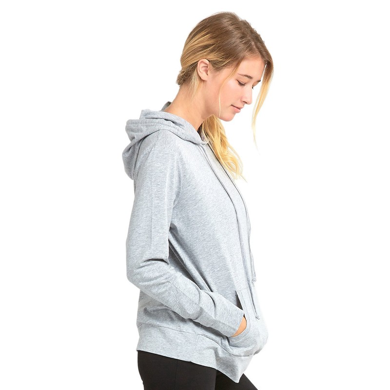 Sofra Women's Thin Cotton Pullover Hoodie Sweater (L, Heather Gray
