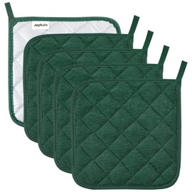Pot Holders Buffalo Plaid Cotton Heat Resistant Potholder, Pot Holder, Hot Pads, Trivet for Cooking and Baking (5, Dark Green)