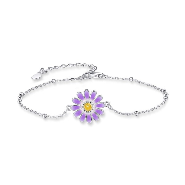 TANGPOET 925 Sterling Silver Anklet Bracelet for Women, Dainty Charm