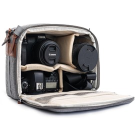 C Coiro Camera Bag Insert for Digital DSLR SLR, Protection Mirrorless Case and Camera Lens Case, Travel Organizer Insert for Backpack, Gray Color